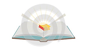 Open Book Knowledge: Glowing Pages for Learning and Wisdom, vector design Generative AI