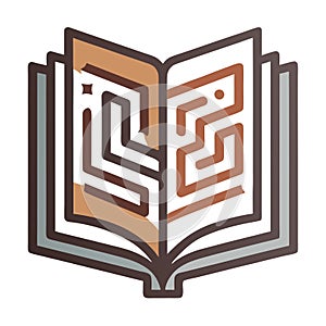 Open Book with Labyrinth Design: Knowledge, Education, and Problem Solving Concept