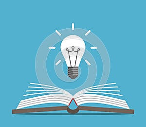 Open book and lightbulb