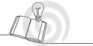 Open Book Lightbulb Continuous Line, Innovation Study Design