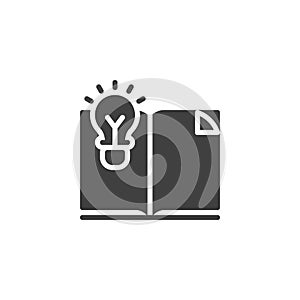 Open book with lightbulb vector icon