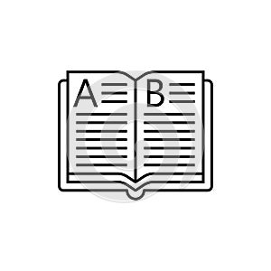 Open book line icon, education and school element