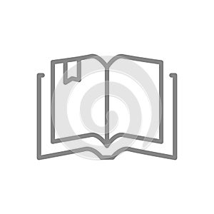 Open book line icon. Online library, e-book, encyclopedia symbol