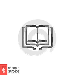 Open book line icon. Read magazine, booklet, encyclopedia