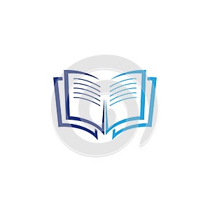 Open Book Logo Education Flat Vector Design.