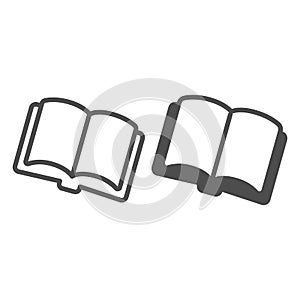 Open book, magazine line and solid icon, children book day concept, magazine vector sign on white background, open book