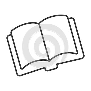 Open book, magazine thin line icon, children book day concept, magazine vector sign on white background, open book