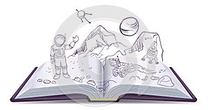 Open book Martian. Science Fiction space