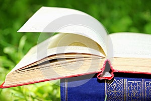 Open book on nature background. Knowledges is power