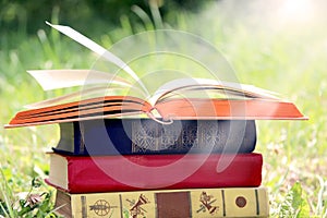 Open book on nature background. Knowledges is power