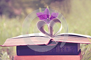 Open book on nature background. Knowledges is power