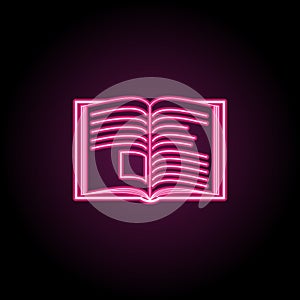 Open book neon icon. Simple thin line, outline vector of education icons for ui and ux, website or mobile application