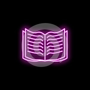 Open book neon icon. Simple thin line, outline vector of school icons for ui and ux, website or mobile application