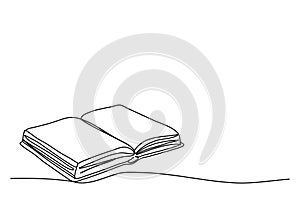Open book. One line drawing vector illustration