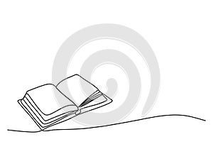 Open book. One line drawing vector illustration
