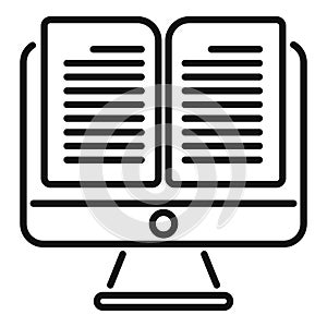 Open book online icon outline vector. App audio books