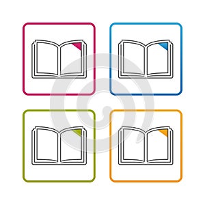 Open Book - Outline Styled Icon - Editable Stroke - Colorful Vector Illustration - Isolated On White Background