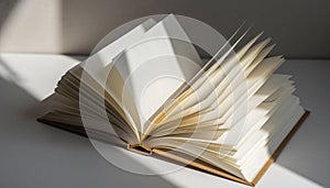 Open Book with Pages Fluttering in Sunlight