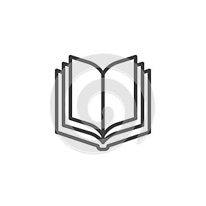 Open book pages line icon.