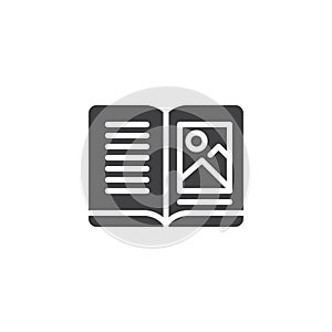 Open book pages with picture vector icon