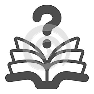 Open book with pages, question solid icon, children book day concept, flipping pages vector sign on white background