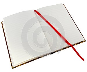 Open book with red binder