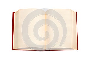 Open book with red cover and empty pages