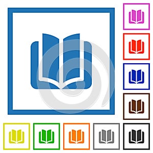 Open book solid flat framed icons photo