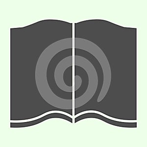 Open book solid icon. Learning education textbook glyph style pictogram on white background. Development and progress