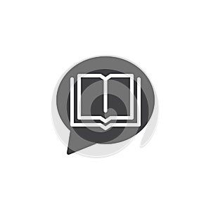 Open book and speech bubble vector icon