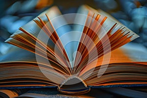 Open book spreading its colorful pages on a table