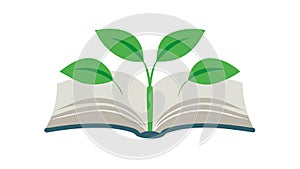 Open Book with Sprouting Plant Icon Vector for New Knowledge, vector design Generative AI