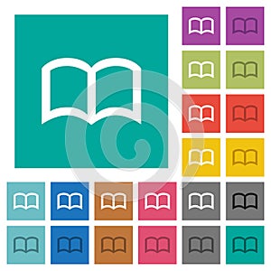 Open book square flat multi colored icons