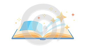 Open Book with Starburst of Ideas & Creativity, vector design Generative AI