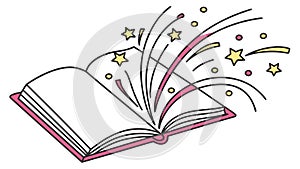 Open Book with Starburst of Ideas and Creativity, vector design Generative AI