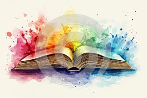 An Open Book Surrounded By Vibrant Watercolor Splashes Representing Creativity And Imagination