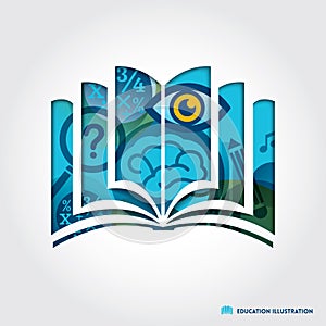 Open book symbol education concept illustration