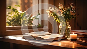open book on a table photo