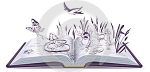 Open book tale Thumbelina