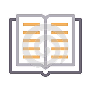 Open book thin color line vector icon