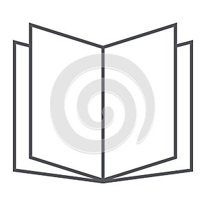 Open book thin line icon, school and education