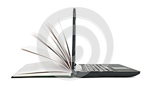 Open book turns into an open laptop