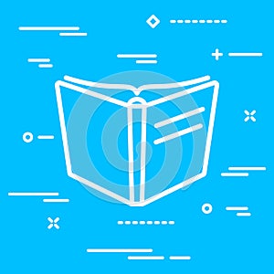 Open book vector icon on blue background