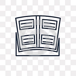 Open book vector icon isolated on transparent background, linear