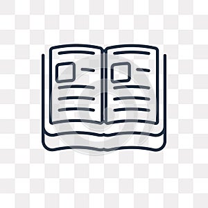 Open book vector icon isolated on transparent background, linear