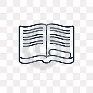 Open book vector icon isolated on transparent background, linear