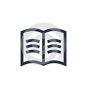 open book vector icon isolated on white background. Outline, thin line open book icon for website design and mobile, app