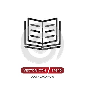 Open book vector icon in modern design style for web site and mobile app.