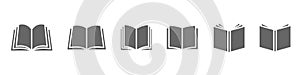 Open book vector icon. publish literature education library illustration. open reading logo