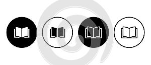 Open book vector icon set. Online library symbol. Reading and hobbies sign
